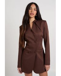 Boohoo - Collarless Button Front Blazer Dress - Lyst