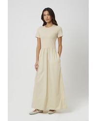 Brave Soul - Boat Neck Jersey And Poplin Mix Maxi Dress - Lyst