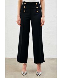 GUSTO - Buttoned Wide Leg Trousers - Lyst