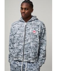 BoohooMAN - Oversized Boxy Ofcl Camo Zip Through Hoodie - Lyst