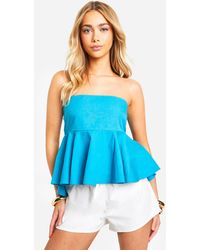 Boohoo - Cotton Poplin Bow Tie Back Smock Top - Lyst