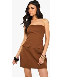 Boohoo - Bandeau Tailored Mini Dress - Lyst