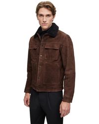 BOSS - Solid Patterned Sherpa Jacket With Flap Chest Pocket - Lyst