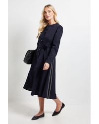 Wallis - Petite Side Stripe Tie Waist Midi Dress - Lyst