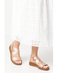 Good for the Sole - Wide Fit Ana Comfort Elastic Cross Strap Low Wedge Sandals - Lyst