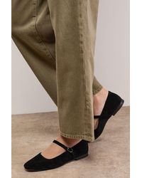 Oasis - Belle Suede Mary Jane Square Toe Ballet Pumps - Lyst