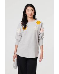 Izabel London - Floral Embellished Batwing Sleeve Jumper - Lyst