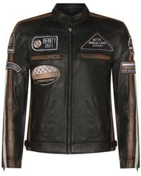 Infinity Leather - Zipped Racing Biker Moto Jacket - Lyst
