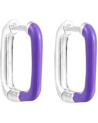 SEOL + GOLD - Sterling Rectangle Enamel Hoops - Lyst