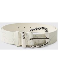 BoohooMAN - Pu Floral Belt - Lyst