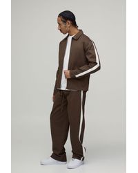 BoohooMAN - Twill Contrast Tape Regular Zip Up Overshirt & Relaxed Chino Set - Lyst