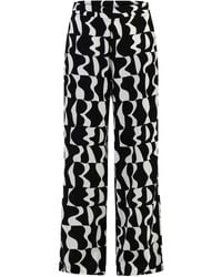 Dreimaster - Stof Broek Dames Zwart Wit - Lyst