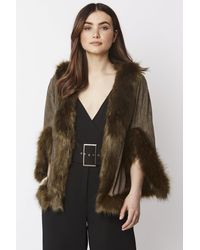 Jayley - Faux Fur Suede Cape Jacket - Lyst