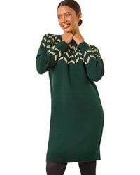 Roman - Chevron Print Knit Dress - Lyst