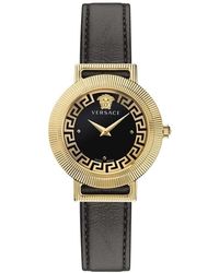 Versace - Greca Chic Ion-plated Goldtone Leather Strap Watch - Lyst