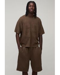 BoohooMAN - Oversized Boxy Applique Washed T-Shirt And Short Set - Lyst