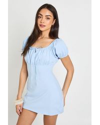Boohoo - Cotton Milkmaid Cap Sleeve Dress - Lyst