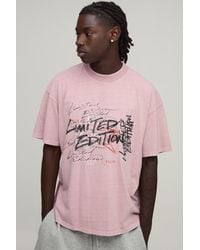 BoohooMAN - Washed Oversized Stacked Limited Edition Print T-Shirt Cotton - Lyst