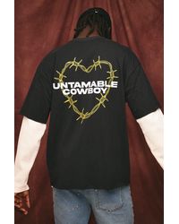 BoohooMAN - Oversized Waffle Faux Layer Heavyweight Heartbreak T-Shirt - Lyst