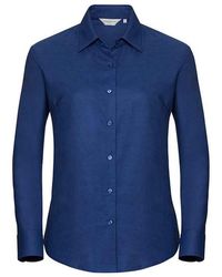Russell - Ladies Oxford Easy-Care Long-Sleeved Shirt (Bright Royal) - Lyst