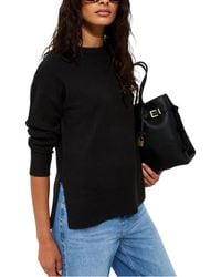New Look - Side Slit Jumper Long Sleeve Sweatshirts Crew Neck Knitted Top - Lyst