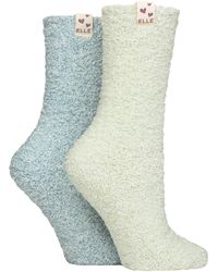 Elle - 2 Pack Ladies Two Tone Cosy Bed And Home Socks - Lyst