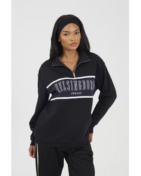 Brave Soul - Funnel Neck Quarter Zip Sweatshirt With Embroidery - Lyst