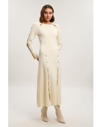 Karen Millen - Viscose Blend Stud Keyhole Detail Knit Maxi Dress - Lyst