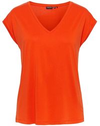 Pieces - Regular Fit V-Neck Knit T-Shirt - Lyst
