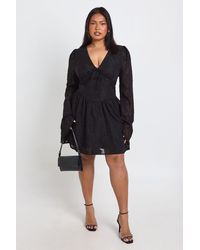 Boohoo - Plus Jacquard Corset Detail Skater - Lyst