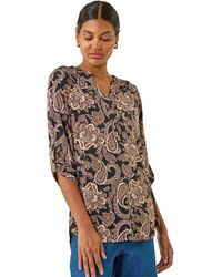 Roman - Paisley Print V-Neck Stretch Shirt - Lyst