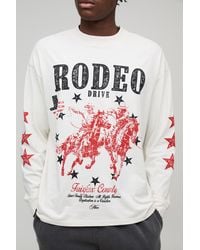 BoohooMAN - Oversized Rodeo Drive Star Long Sleeve Washed Graphic T-Shirt Cotton - Lyst