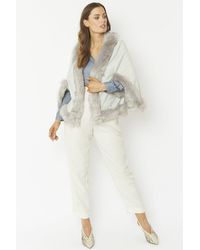 Jayley - Faux Fur Suede Cape Jacket - Lyst
