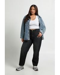 Boohoo - Plus Basics High Waist Mom Jean - Lyst