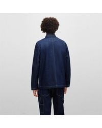 HUGO - Solid Patterned Denim Jacket With Shirt Collar - Lyst