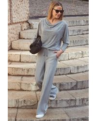 Sosandar - Super Soft Wide Leg Trousers With Zip Pockets Cotton - Lyst