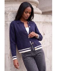 Roman - Cable Collared Knit Cardigan - Lyst