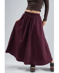 Busem - Elastische Taille Midi Rok Met Zakken - Lyst