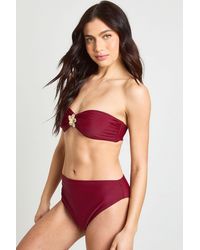 Boohoo - Trim Bandeau Bikini Top And High Waist Bottom - Lyst