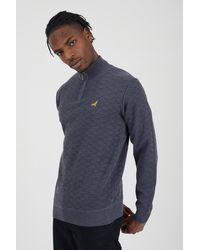 Brave Soul - Quarter Zip Funnel Neck Textured Knit Jumper - Lyst