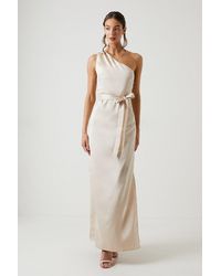 Oasis - One Shoulder Satin Maxi Bridesmaid Dress - Lyst