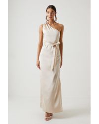 Oasis - One Shoulder Satin Maxi Bridesmaid Dress - Lyst