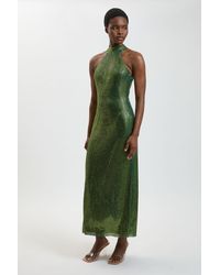 Karen Millen - Premium Crystal Embellished Halter Neck Maxi Dress - Lyst