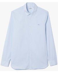 Lacoste - Slim-fit Geruit Overhemd In Popeline Voor In Wit - Lyst
