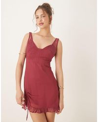 ASOS - Lace And Chiffon Mini Dress With Ruched Hem Detail - Lyst