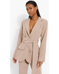 Boohoo - Obi Tie Waist Tailored Blazer - Lyst