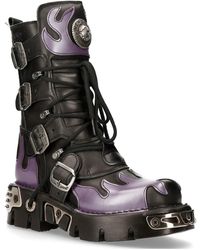 New Rock - Flame Accented/ Leather Biker Skull Boots- M-591-S5 - Lyst