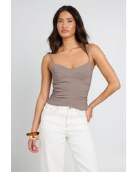Boohoo - Bengaline Ruched Side Strappy Corset Top - Lyst