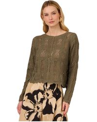 Adrianna Papell - Button Back Crochet Sweater Top - Lyst