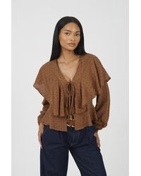 Brave Soul - Long Sleeve Top With Frill Detail - Lyst